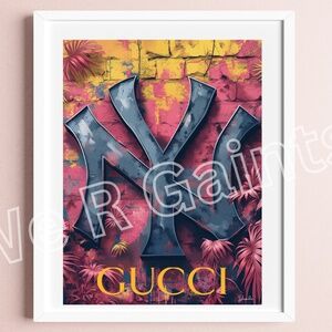 New York Yankees  X Gucci Print 18x24 Yankees & Gucci Luxurious Floral Print -